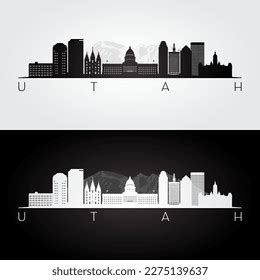 Utah State Skyline Landmarks Silhouette Black Stock Vector (Royalty ...