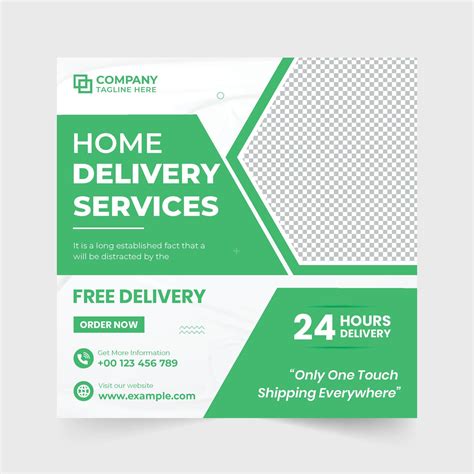 Home Delivery Business Social Media Post Vector With Green And Blue