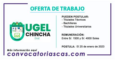 Convocatoria Ugel Chincha [cas] 6 Plazas Administración Computación E Informática