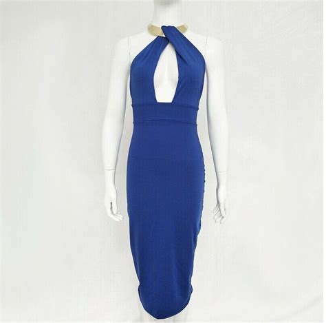 Women Hollow Out Bodycon Bandage Halter Choker Pencil Sexy Backless