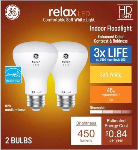 GE Relax 2 Pack 45 W Equivalent Dimmable Soft White R20 LED Light