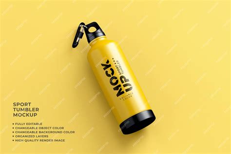 Premium Psd Sport Tumbler Mockup Changable Color Realistic Render