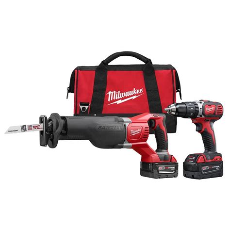 Milwaukee M18 18 Volt Lithium Ion Cordless Hammer Drill Sawzall Combo Kit 2 Tool 2694 22 The