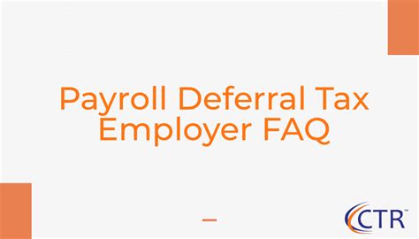 Payroll Deferral Tax Employer Faq Ctr Payroll Services