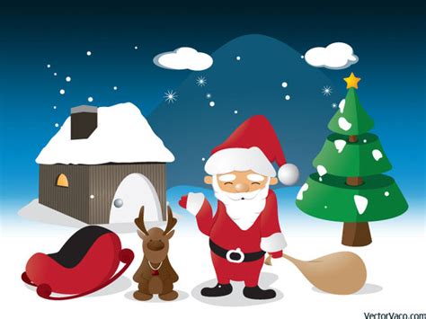 Free Vectors: Cartoon Christmas Scene Illustration | Vector