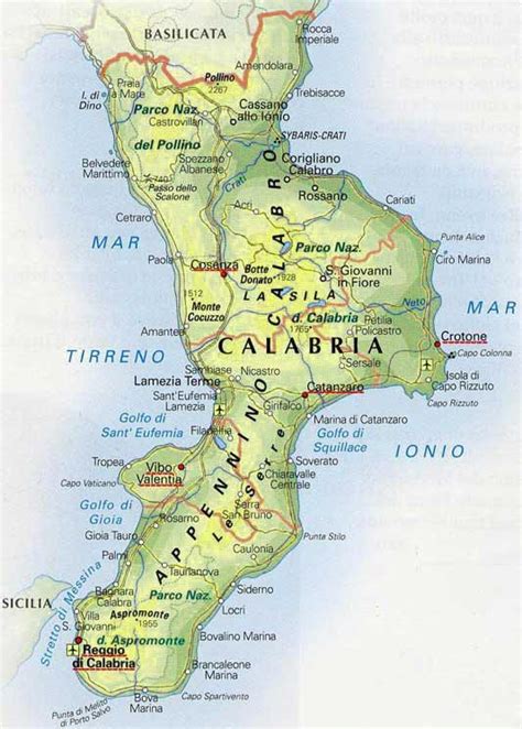 Cartina Geografica Della Calabria Mappa Carta Calabria Geografia