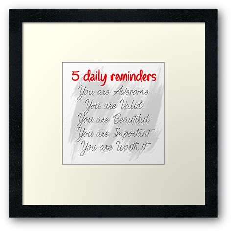 5 Daily Reminders Framed Prints By Flywithherwings Redbubble