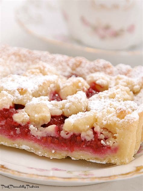 Pink Piccadilly Pastries Tea Time Raspberry Almond Crumble Tart