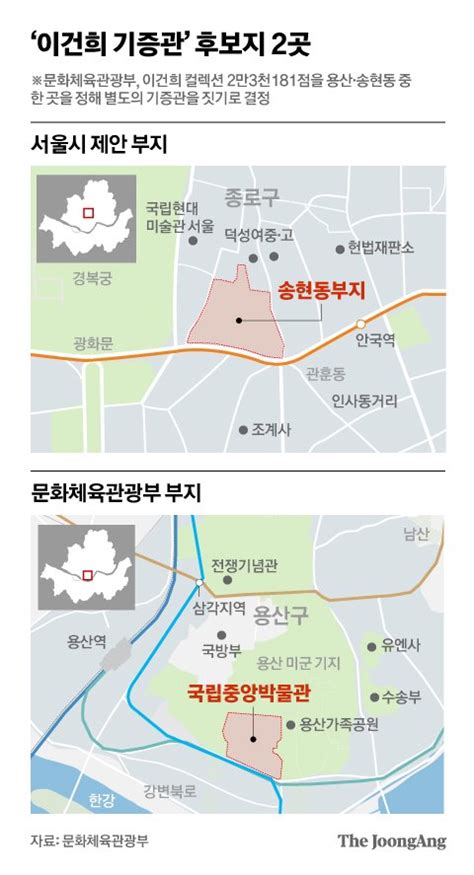 이건희 기증관 서울 송현동·용산 2곳으로 압축