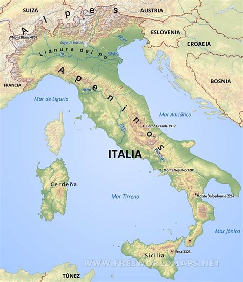 Mapa Mudo Fisico De Italia Mapa Fisico