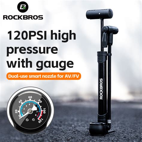 Rockbros Bike Portable Pump 120 Psi High Pressure With Gauge Air Pump