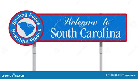 Welcome To South Carolina Road Sign Stock Vector Illustration Of Text