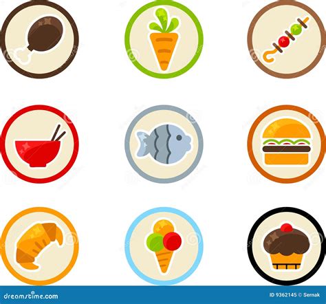 Conjunto Del Icono Del Alimento Ilustración del Vector Ilustración de