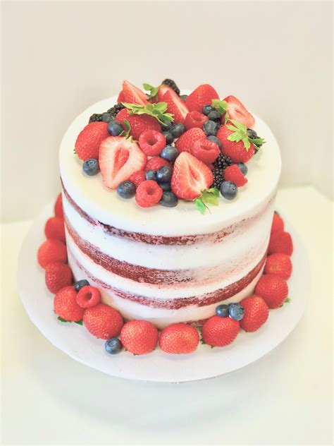 Semi Naked Cake With Fresh Seasonal Fruits Sweet Celebration