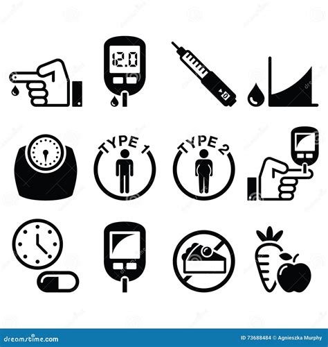 Diabetes Disease Health Icons Set Stock Vector Illustration Of Food