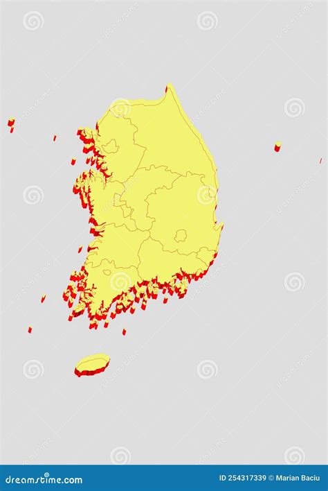 Illustration And D Vector Of The Map Of South Korea Stock Vector