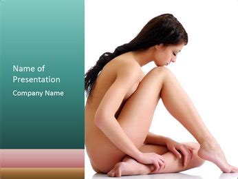 Nude Brunette Woman On White Background Explore More Of My Images PowerPoint Template