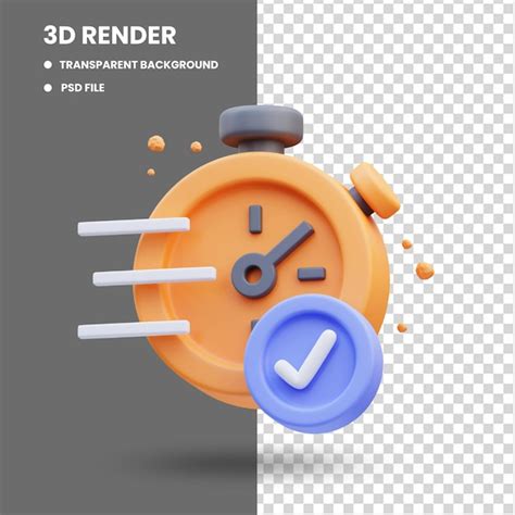 Premium Psd D Rendering Of Cute Icon Illustration Timer Approved