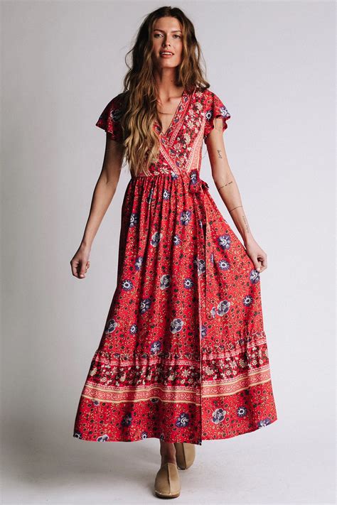 Milan Dress In Red Cladandcloth Clad And Cloth Red Boho Dress Dresses