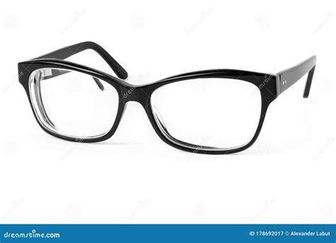 Black Plastic Eyeglasses Frames With Clear Lens Isolated On White