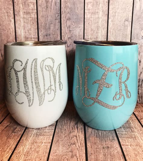 Monogrammed Stainless Steel Wine Tumbler With Lidpersonalized Etsy Handmade Personalized