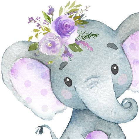 Elephant Nursery Wall Art Purple Elephant Print Girl Nursery Etsy