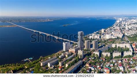 Panoramic Aerial View Saratov Bridge Across Stock Photo 2186224253 ...