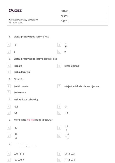 Ponad Liczby Arkuszy Roboczych Dla Klasa W Quizizz Darmowe