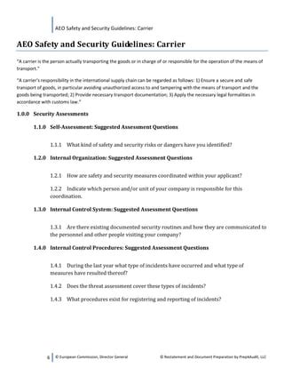 Aeo Air Carrier Compliance Assessment Prep Audit Pdf