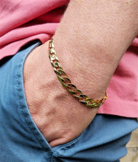 Mens 9ct Yellow Gold 8 2mm Solid Curb Bracelet 8 5 Chains Of Gold