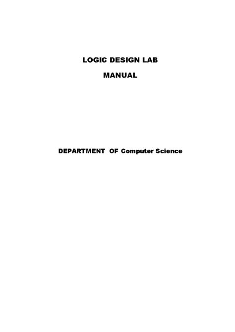 Logic Design Lab Cse Iii Logic Design Lab Manual Department Of