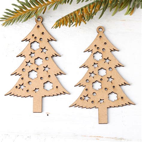 Unfinished Wood Laser Cut Christmas Tree Ornaments Christmas