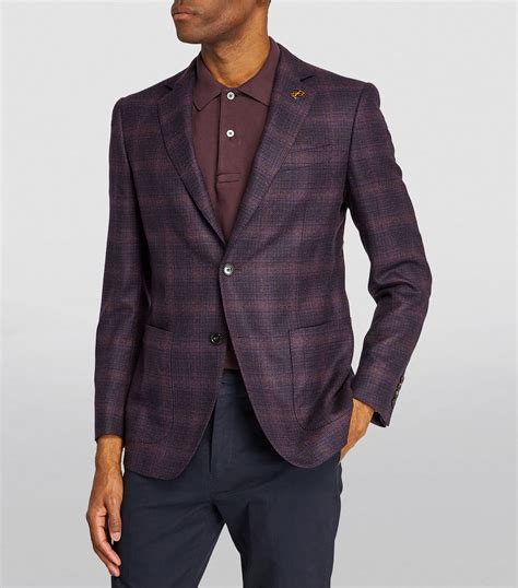 Mens Pal Zileri Purple Wool Check Blazer Harrods Uk