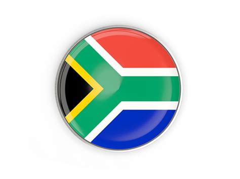 Round Button With Metal Frame Illustration Of Flag Of South Africa