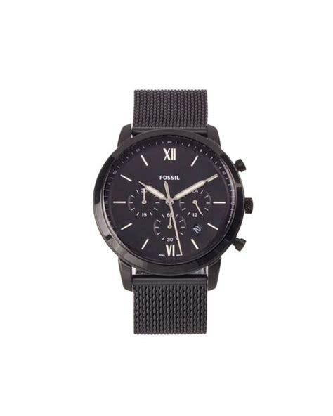 Fossil Fs5707 Black Mesh Neutra Quartz Stainless Steel Chronograph