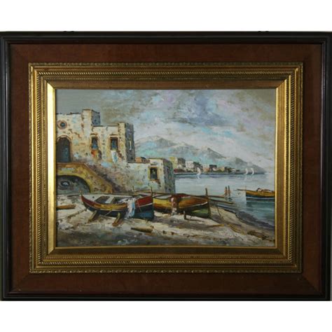 Vintage Oil Painting Amalfi Coast - Fatto a Mano Antiques