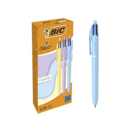 BOLIGRAFO MARCA BIC CUATRO COLORES PASTEL PUNTA DE 1 MM CAJA DE 12 170829