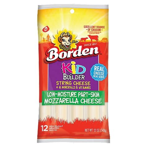 Borden Kid Builder Low Moisture Part Skim Mozzarella String Cheese 12