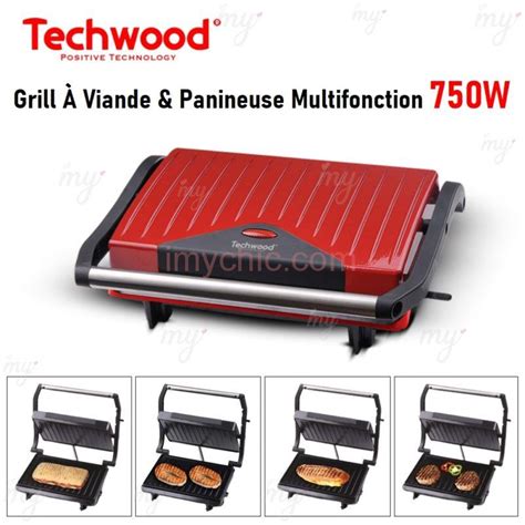 Grill À Viande Et Panineuse Multifonction 750W Techwood TPG 755 imychic