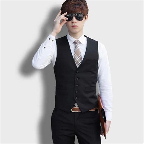 Casual Suit Vest Mens Black Formal Dark Gray Vests Plus Size Mens