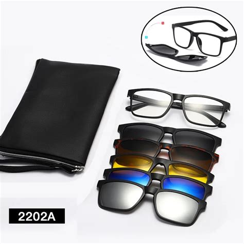 6 In 1 Polarized Sunglasses Men Women Magnetic Clip On Glasses Tr90 Optical Prescription