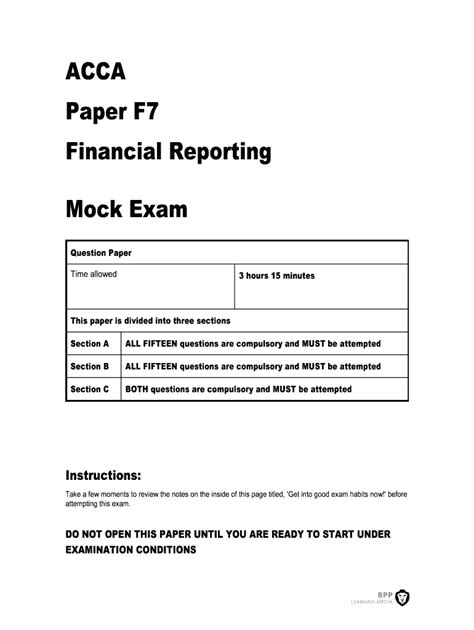 Acca Paper F7 Financial Reporting Mock Exam Studyonlineie Fill And