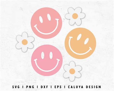 Free Retro Smiley Face Svg S Groovy Flower Svg Cut File For Cricut