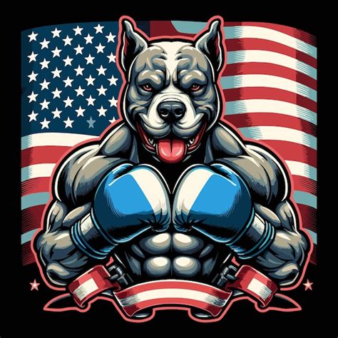 Boxeo pitbull mascota estadounidense diseño de ilustración para