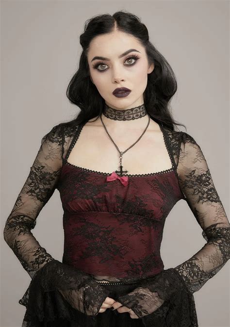 Widow Lace Long Bell Sleeve Layered Crop Top Layered Crop Top Victorian Goth Dress Goth Dress