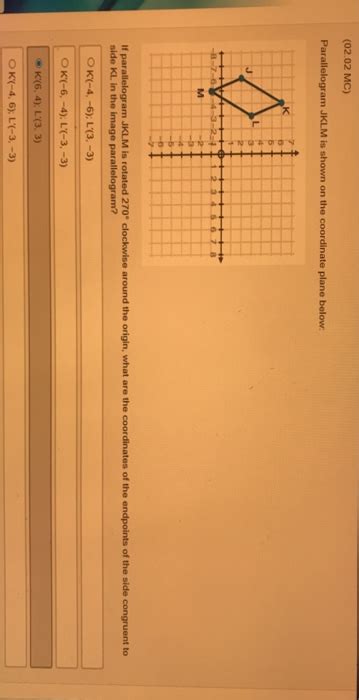 Solved Mc Parallelogram Jklm Is Shown On The Chegg