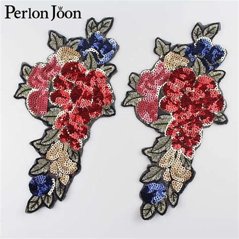 Pc New Fashion Flower Sequin Rose Patch Embroidered Applique Sew On