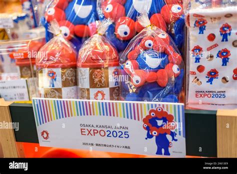 Souvenirs of Myaku Myaku official mascot of Osaka World Expo in 2025 in Osaka Japan on 15 ...