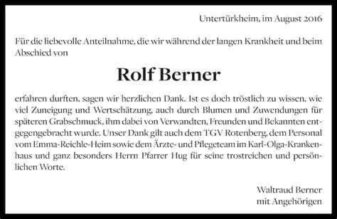 Traueranzeigen Von Rolf Berner Zeit Des Gedenkens De