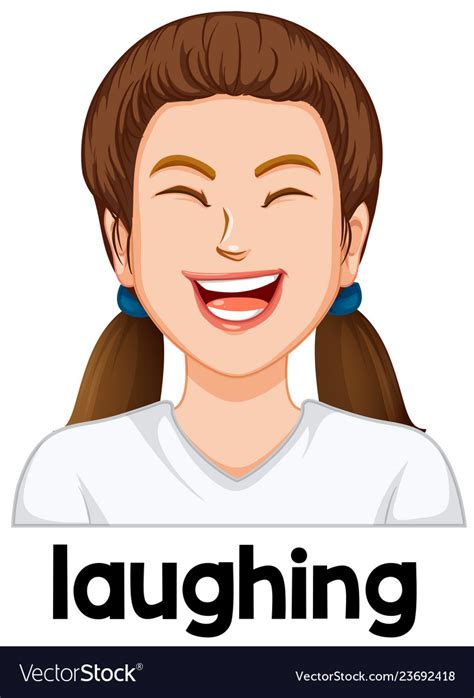 Young girl laughing facial expression Royalty Free Vector